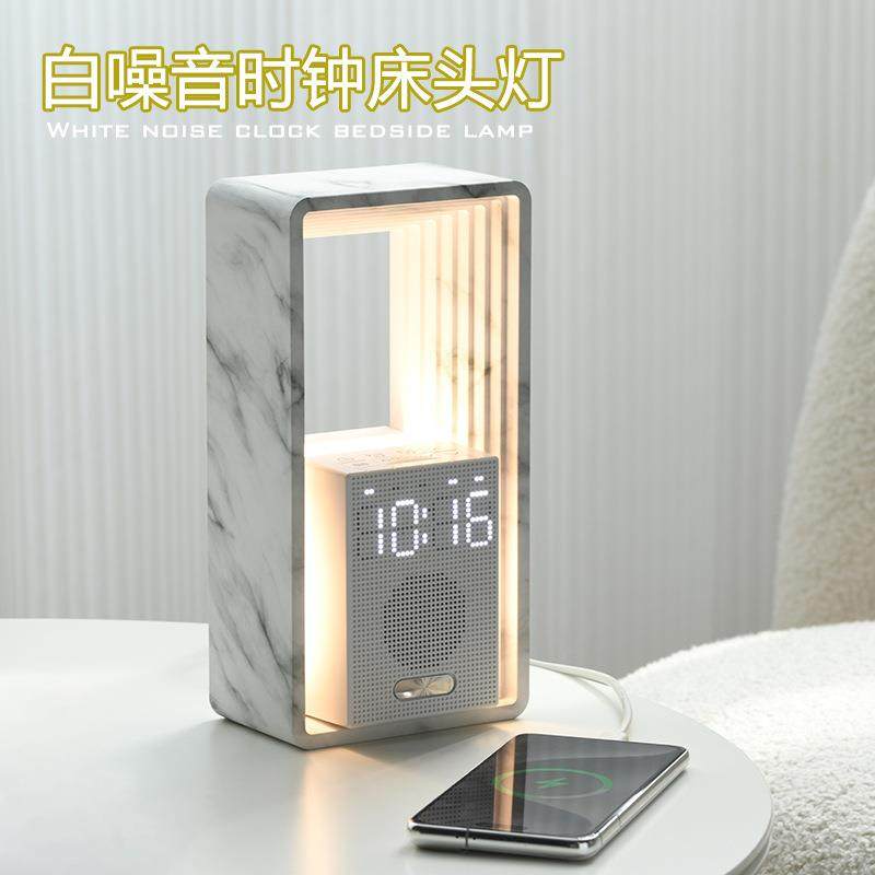 2025新品台灯触摸调光自然声白噪音创意时钟闹钟床头小夜灯