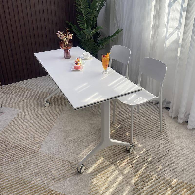 现代办公桌培训桌折叠移动办公桌电脑桌洽谈多功能翻板折叠培训桌