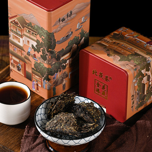 黑茶涇陽茯茶陜西西安特產官茶手筑金花茯磚茶