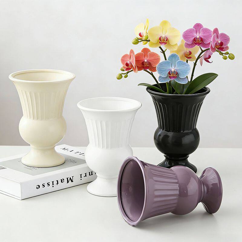 新款陶瓷花盆高脚束腰瓶陶瓷花盆客厅桌面绿植蝴蝶兰多肉盆栽装饰