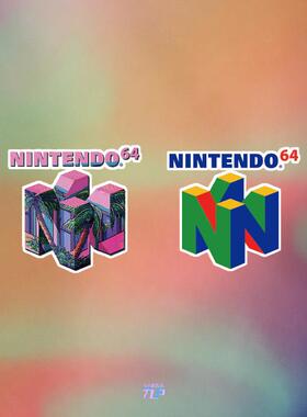 TLP反光车贴 老任N64立方体标志复古游戏机防水贴纸