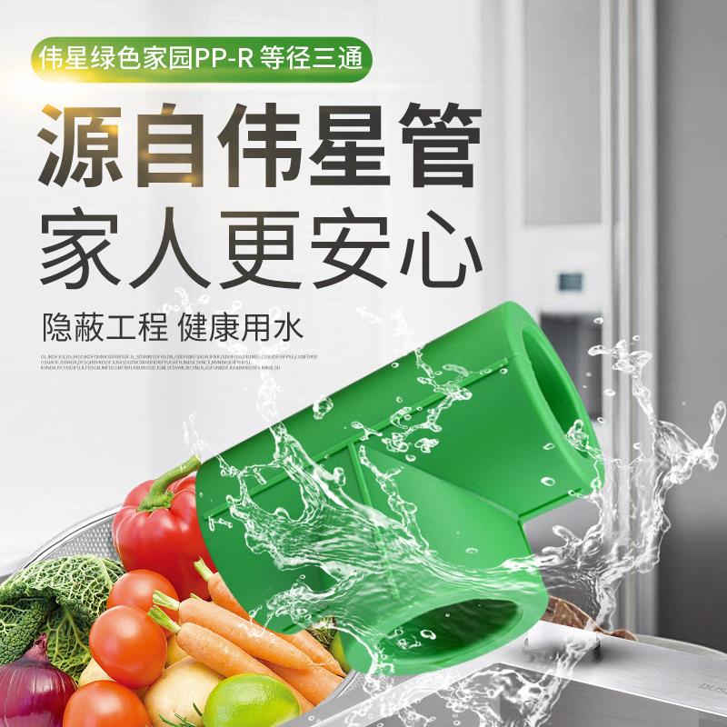 伟星管业PPR冷热水管4分/6分/PPR管配件等径三通热熔接接头加厚