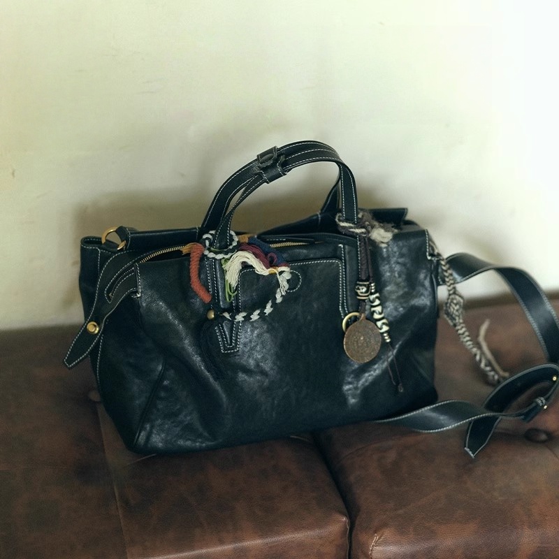 【李&娜同款】山下有包包循迹系列见物旅行包植鞣牛皮托特包