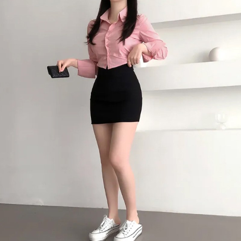 速发黑色包臀半身裙女夏季高腰紧身性感包裙弹力OL职业一步裙短裙