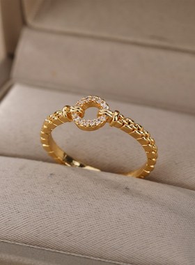 极速Zircon Round Rings For WomeBn Punk Rock Chain Round Open