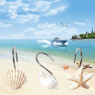 极速12apcs Seashell Shower Curtain Hooks Decorative Home