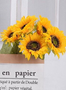 极速1pcs dArtificial Sunflower Realistic Silk Daisies DIY