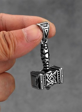 极速Norse Mythology Thors Hammer Mens PendanUt Necklace