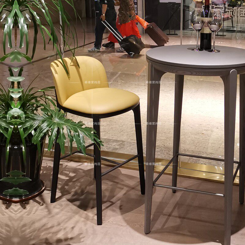 新品新中式实木吧k台椅靠背吧椅复古酒吧椅吧台凳高脚凳子家用高