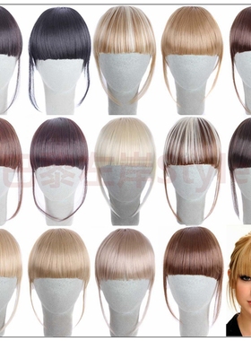 极速Clip in Bangls Hair Extensions Thick Full Neat Fringe假