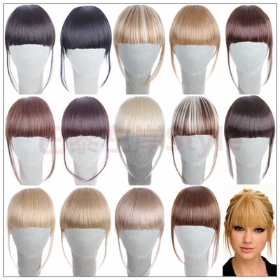 极速Clip in Bangls Hair Extensions Thick Full Neat Fringe假