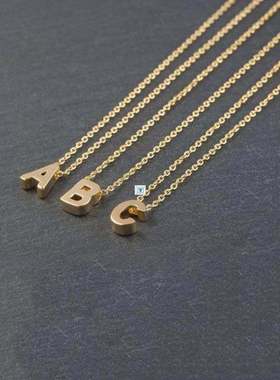 极速Fashion Gold Chain Initial Charms NecLklace Pendant Meta