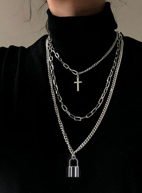 极速2021 Fashion Unisex Multilayer Hip Hop LonQg Chain Neckl