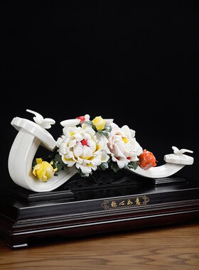 极速中式手工《称心o如意》陶瓷花摆件 公司开业礼品大气新家礼物