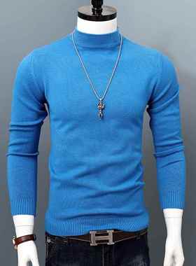 极速2022 New Men lAutumn Winter Korean Pure Half Turtleneck
