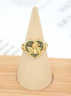 极速Jewelry Metal Zircosn Love Angel Ring Retro Cupid Open R