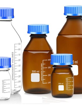 新品蓝盖试剂瓶 透明棕色丝口瓶螺口瓶密封瓶1F00 250 5001000ml