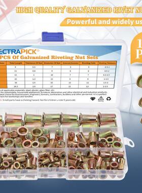 新品60/93/150/175pcs Carbon Steel Rivet Nuts FRlat Head Rive