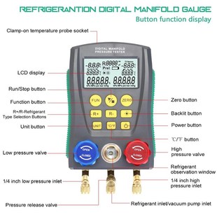 Digital Vacuum Manifold Gauge Pressure 极速Refriegeration