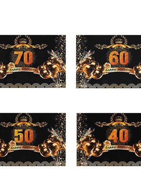 极速40/50/60/70th Happy Birthday Party Gold Dots Banner. Par