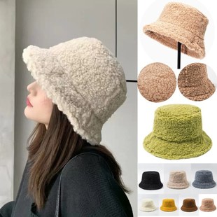 Bucket Color Warm Winter Hat Fur Faux Lramb Solid 极速2021
