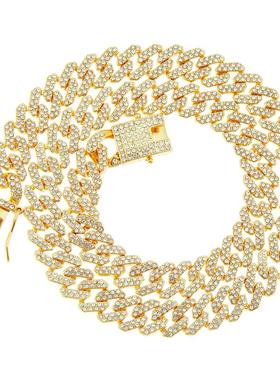 极速Full diamond diamond Cuban chain neJcklace hipster cool