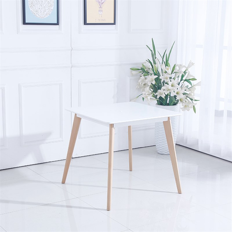 极速北欧实木餐桌现代简约方形会客接待洽谈桌咖啡U奶茶家用小户