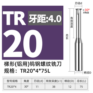 30度牙型单齿铣牙刀不锈钢用TR牙刀 65度高硬钨钢单牙T型螺纹铣刀