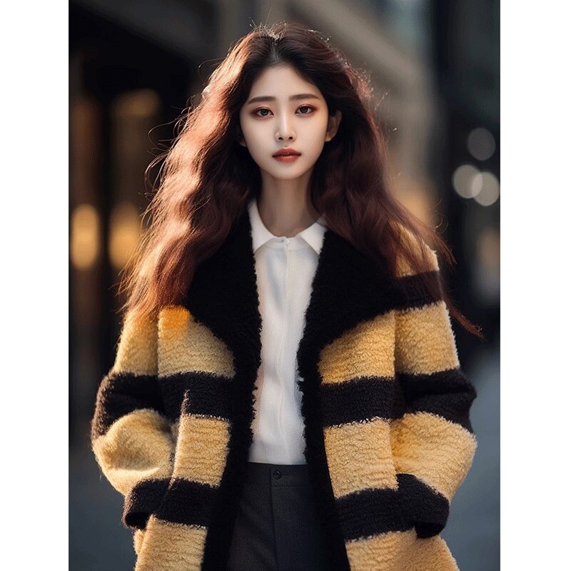 黄色条纹外套小个子高级
