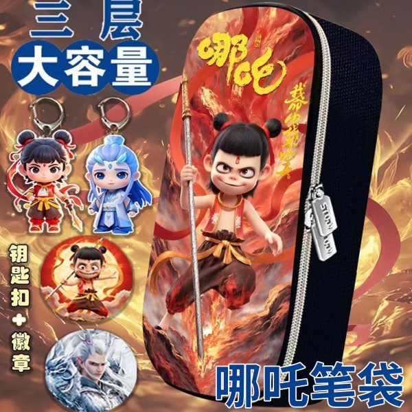哪咤笔袋大容量2025新款超火笔袋小学生哪咤魔童闹海多功能帆布笔
