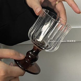 高脚杯百褶酒杯ins风轻奢家用复古鸡尾酒杯氛围感香槟杯法式
