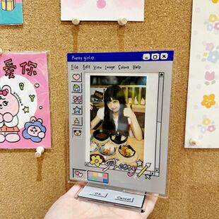 原创复古电脑框绘图可爱竖版3寸wide300亚克力拍立得相框桌面摆件