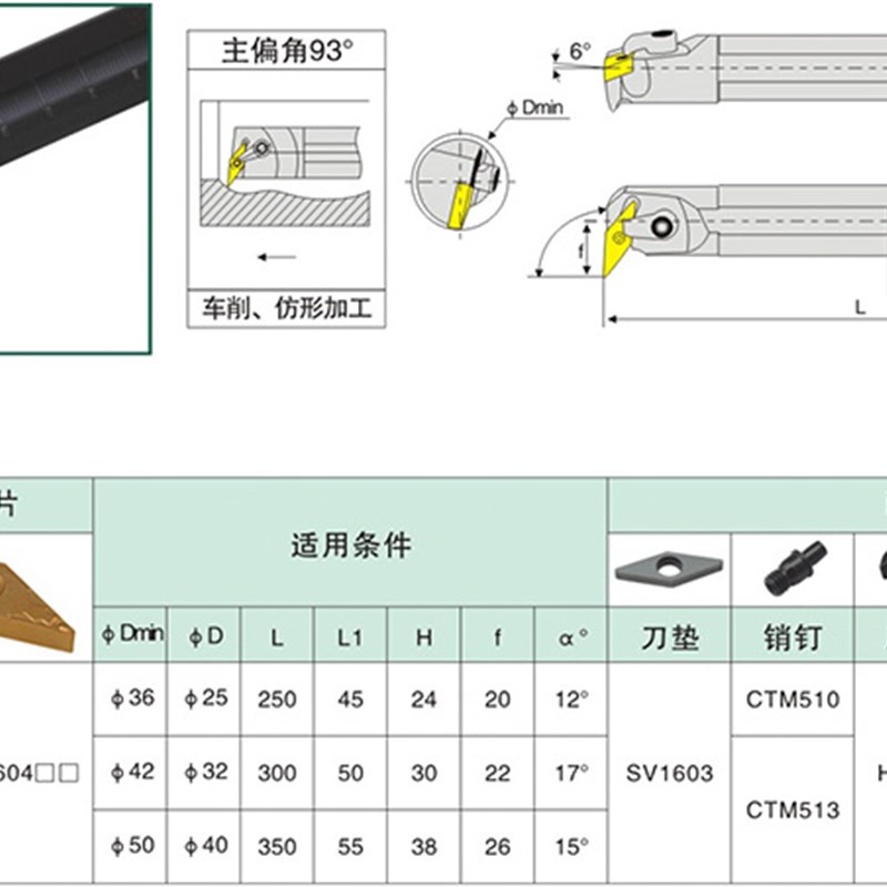 数控刀杆 93度内孔车刀S20R/S25S-MVUNR16镗刀杆车床镗孔仿形加工