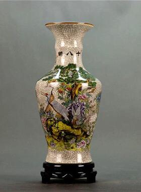 新品粉彩十八鹤图k花瓶 古典家居书房博古摆件装饰品 乔迁开业婚