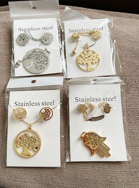 新品acier inoxydable bijouxx Round Big ree Pattern Pendant N