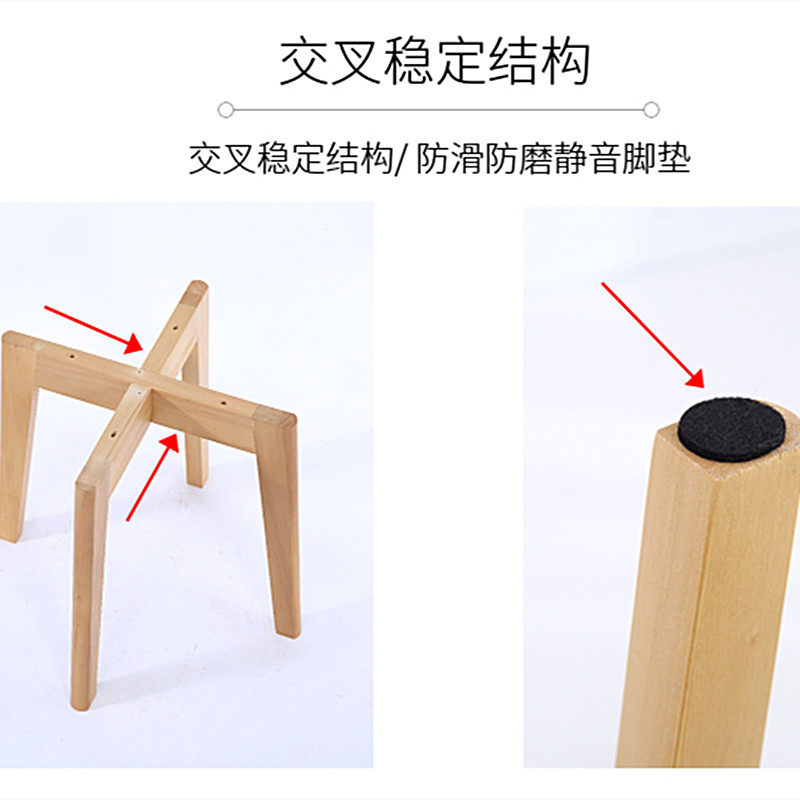 新品简约木头腿茶几桌腿办y公家俱桌腿花盆支架黑色凳子脚
