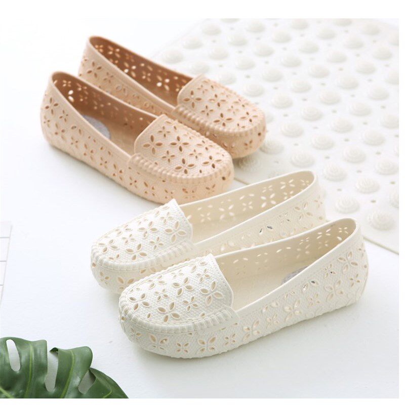 极速夏季女款洞i洞镂空女鞋塑料白色凉鞋防滑平底护士鞋孕妇妈妈