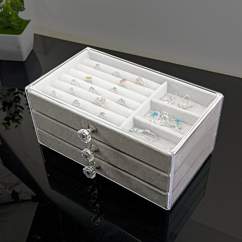新品2023 New 3-layers Transparent JewelryL Organizer Large R