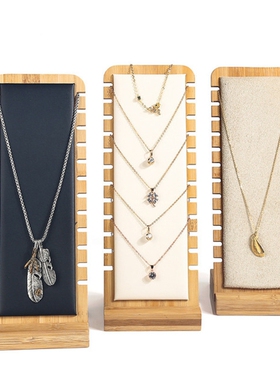 新品Soalid Bamboo Wood Jewelry Display Stand Necklace Showca