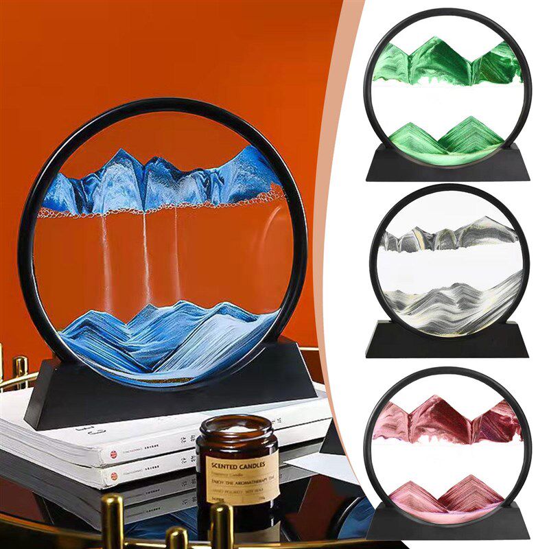 新品3D Moving Sand Art Sandwscape Round Mountain Sandscape M