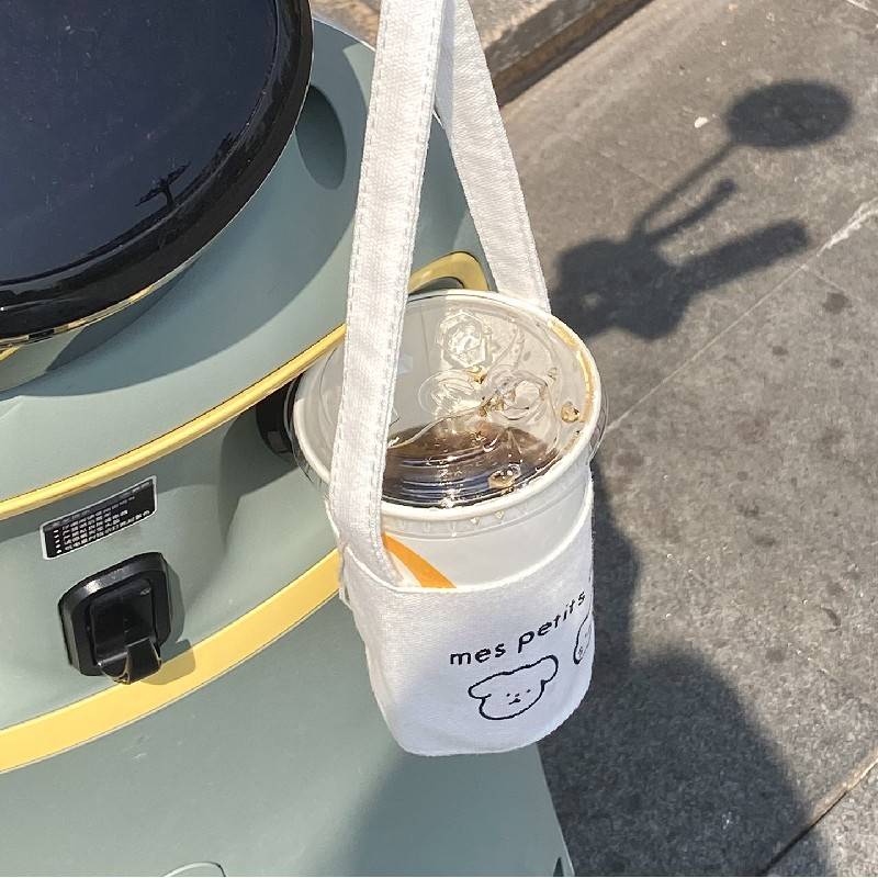 极速可爱小狗电动车帆布水杯架可手提奶I茶架咖啡架可携式保护套