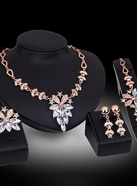 新品New 4Pcs Jewelry Set Floywer Design Birthday Gift Durabl