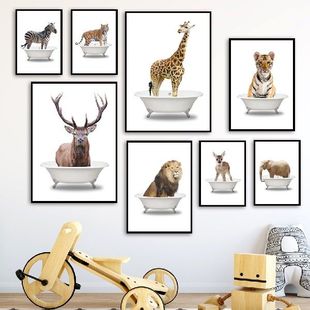 极速Elephafnt Lion Deer Tiger Bathtub Animal Quality Canvas