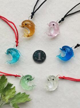 新品创意海洋馆卡k通夜光海豚挂件项链纯手工琉璃吊坠玻璃摆件挂