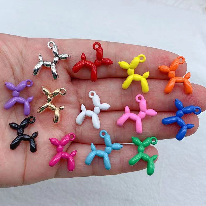 新品10pcs 19*i15mm 13colors 3D Balloon Dog Metal Charms Pend