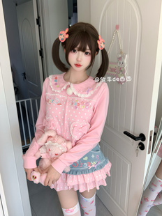 现货-原创-彩虹兔-原创正品女儿服春秋套装 可爱甜美粉色软妹裙