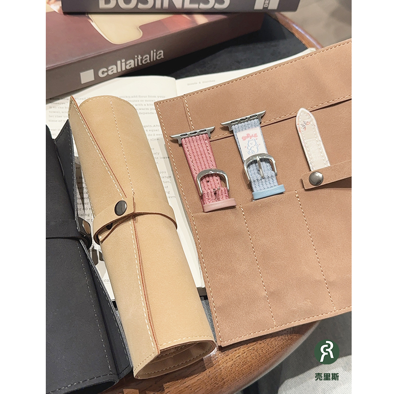 适用iwatch表带皮革收纳袋包