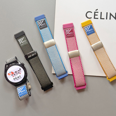 适用iwatch表带网格尼龙磁吸扣