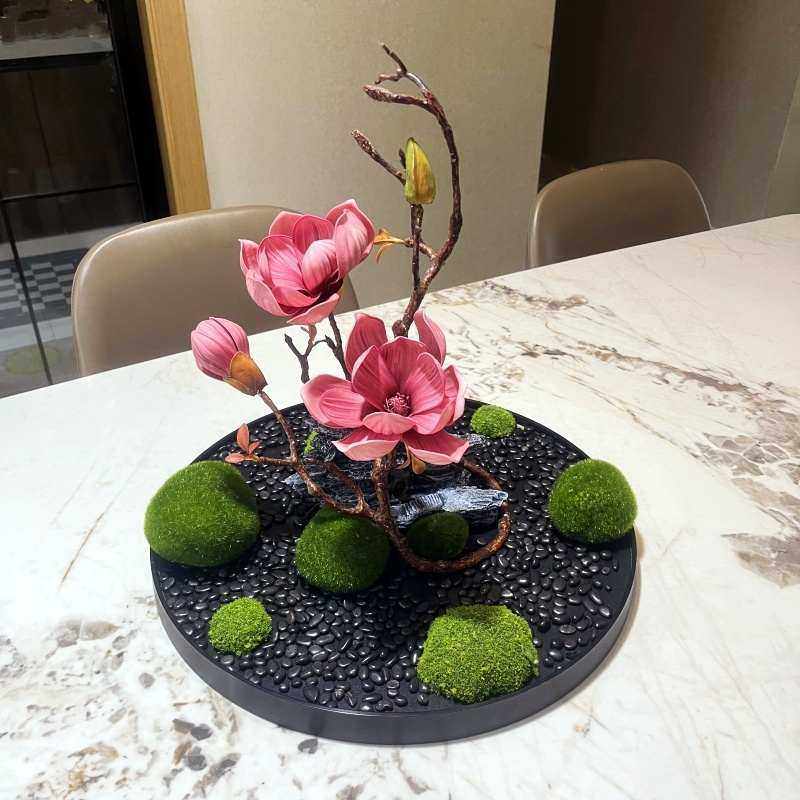 仿真花艺微造景观酒店圆形餐桌电动转盘中间摆放装饰假山盆景盘花,家居饰品,餐桌花艺,淘宝优惠券,粉丝福利购,淘宝优惠卷