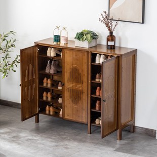 楠竹鞋柜家用门口玄关柜一体隔断实木客厅收纳置物鞋架日式储物柜